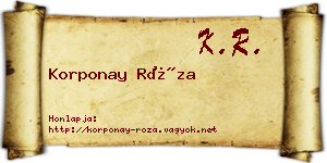 Korponay Róza névjegykártya
